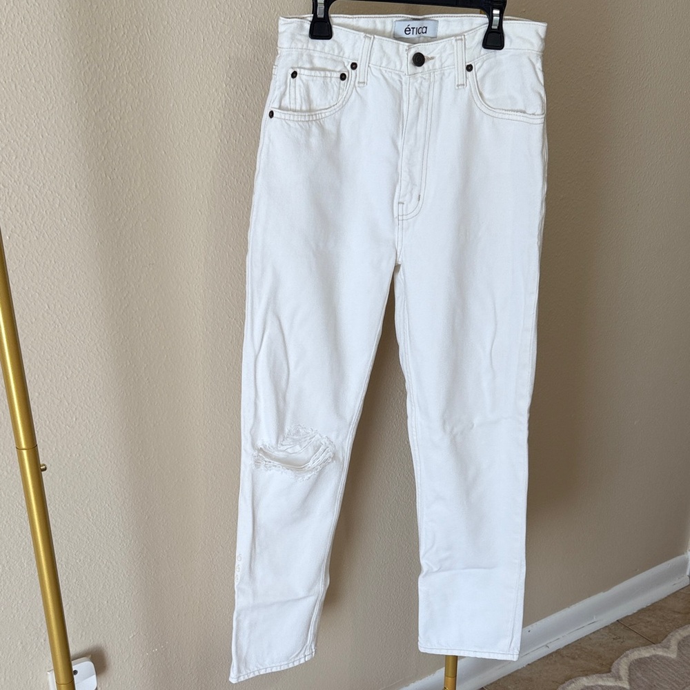 Etica Women's Cream Straight Leg Jeans